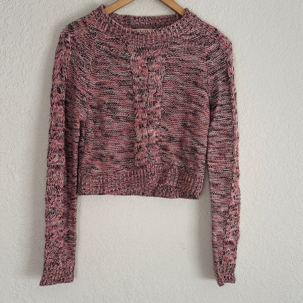 Anthropologie Staring at Stars Marled Crop Sweater Long Sleeve Y2K Cable Knit